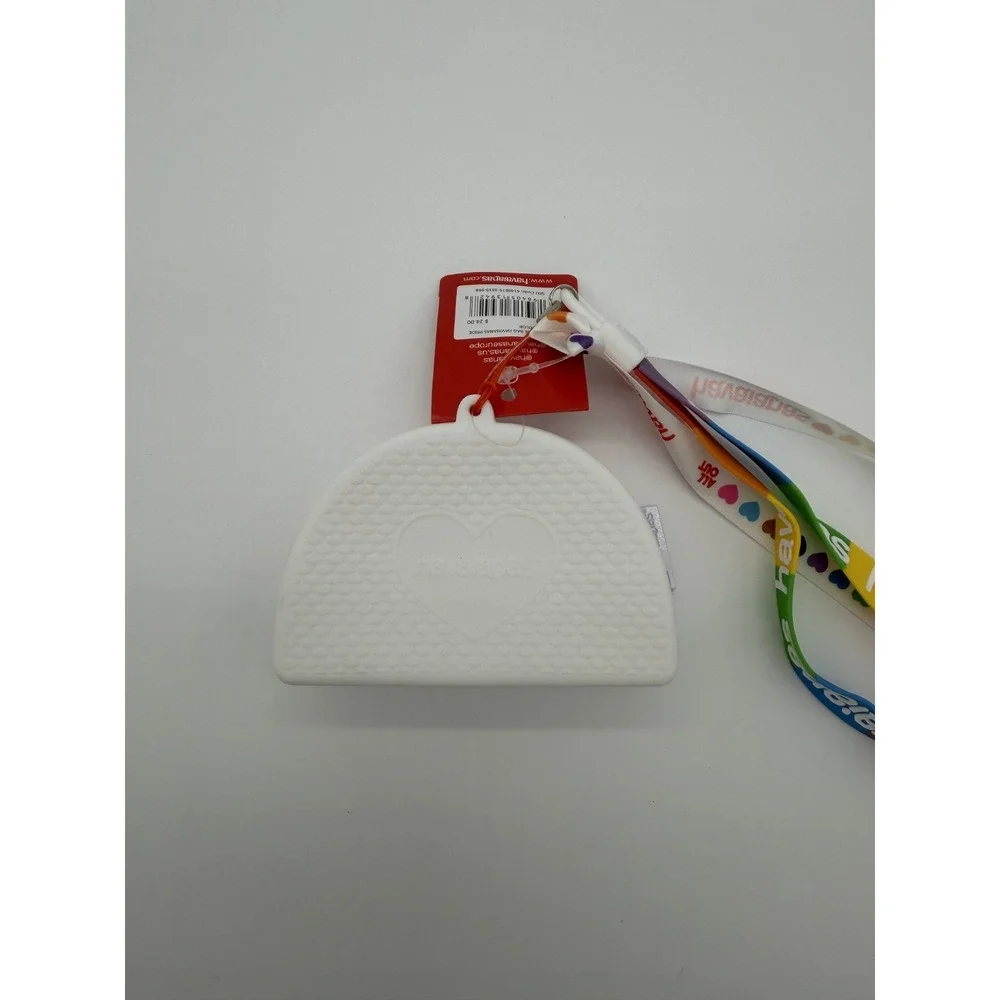 Havaianas Pride Rainbow Earphone Case Key Coin Pouch Bag Charm NWT